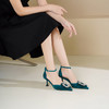 Westory2026年春季尖头中跟羊京孔雀蓝配花型方扣中空单鞋晚宴鞋W26AH50141 商品缩略图3