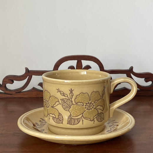 英国 Biltons loral 芥末黄杯碟2pcs 商品图1