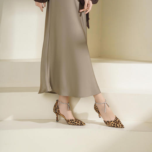 Westory2026年春季豹纹马毛皮尖头高跟中空鞋晚宴鞋W26AH50301 商品图5