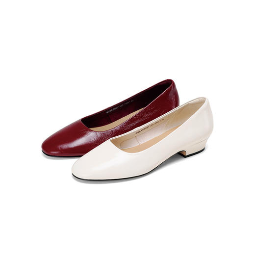 Westory2026年春季方圆头低跟牛油皮奶奶鞋百搭通勤浅口鞋W26AE50371 商品图0