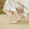 Westory2026年春季尖头高跟真丝布手工缝珠花东方韵味晚宴鞋婚鞋浅口单鞋W26AE50091 商品缩略图4