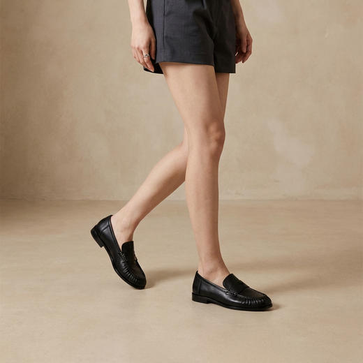 Westory2026年春季超软牛皮老钱风低跟极简四季乐福鞋休闲百搭深口单鞋W26AM50171 商品图6