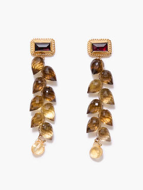 订购6周到｜Chan Luu-ANGIE-威士忌石英 石榴石 黄水晶 耳环［美国设计师］