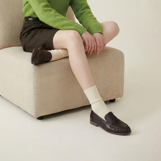 Westory2026年春季超软牛皮老钱风低跟极简四季乐福鞋休闲百搭深口单鞋W26AM50171 商品图4