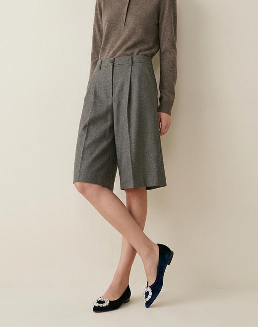 Westory2026年春季平跟尖头天鹅绒配心形仿钻扣套包舒适百搭通勤浅口单鞋W26AE50021 商品图5