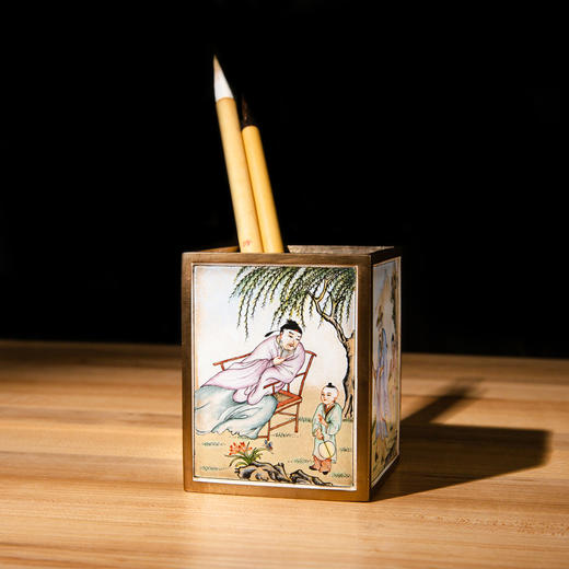 70年代国营厂制铜胎画珐琅笔筒 商品图3