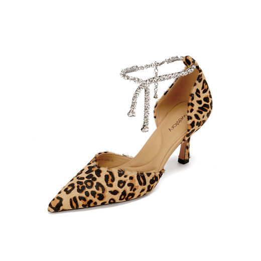 Westory2026年春季豹纹马毛皮尖头高跟中空鞋晚宴鞋W26AH50301 商品图7