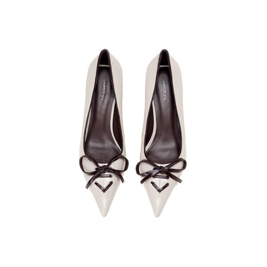 Westory2026年春季尖头中跟撞色胎牛浅口单鞋百搭通勤单鞋W26AE50331 商品图5