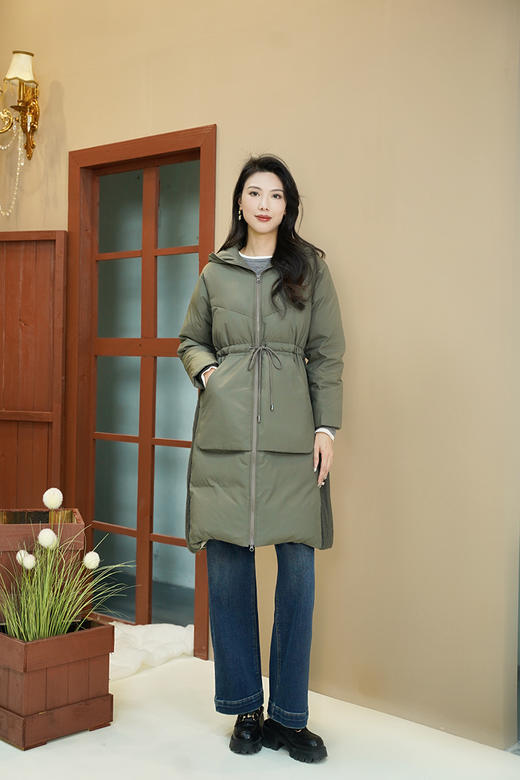 安诺Sakura Sprite【小被子羽绒】连帽抽绳中长款羽绒服	LDFHY153 商品图9