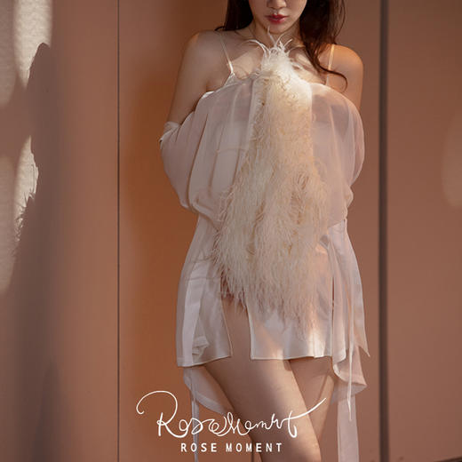 微透朦胧真丝乔其羽毛袖中袍 P231183 商品图3