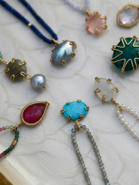 SpoiledBrat Jewelry彩色宝石吊坠系列 |  粉晶 /紫水晶/绿松石项链