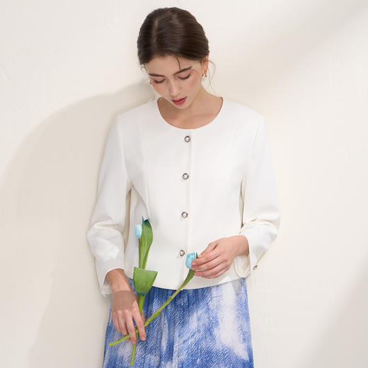 EITIE爱特爱圆领收腰显瘦2026春季新款西装外套A2603101 商品图2