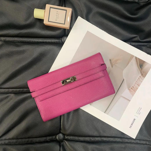 爱马仕 Kelly 山羊皮 葵紫色 钱包 A刻 商品图0
