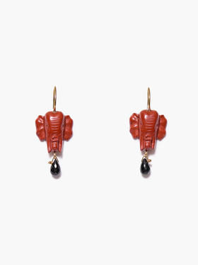 订购6周到｜Chan Luu-ELEPHANT-大象 红碧玉 黑尖晶石 耳环［美国设计师］
