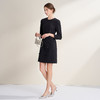 EITIE爱特爱气质圆领黑色亮片花朵装饰八分袖显瘦2026年春季新款连衣裙A2607133 商品缩略图2