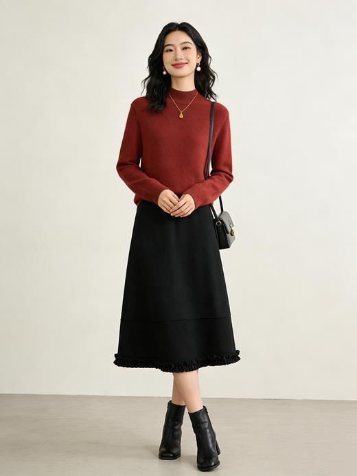 臣禾	【自在毛衫-半高领】侧边坑条100%绵羊毛针织衫	JZ254090475 商品图2