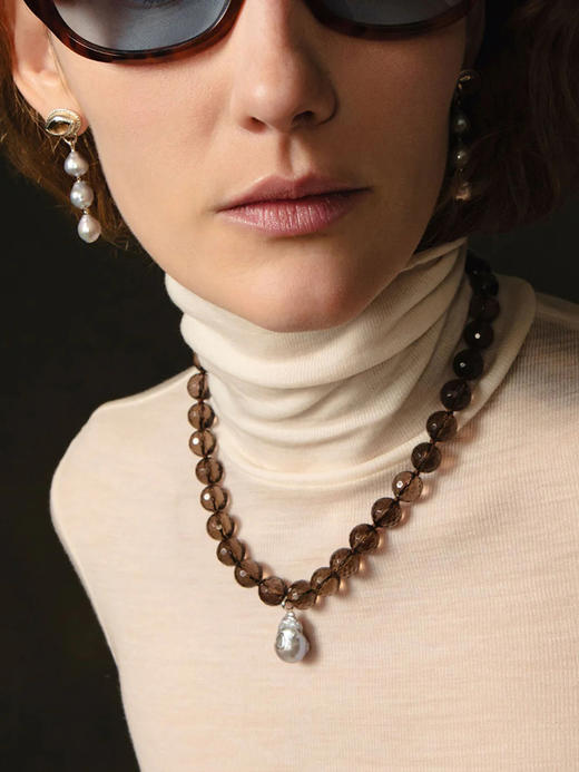 订购6周到｜Chan Luu-GAZE-马眼形 烟晶 淡水珍珠 耳环［美国设计师］ 商品图1