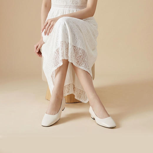 Westory2026年春季方圆头低跟牛油皮奶奶鞋百搭通勤浅口鞋W26AE50371 商品图3