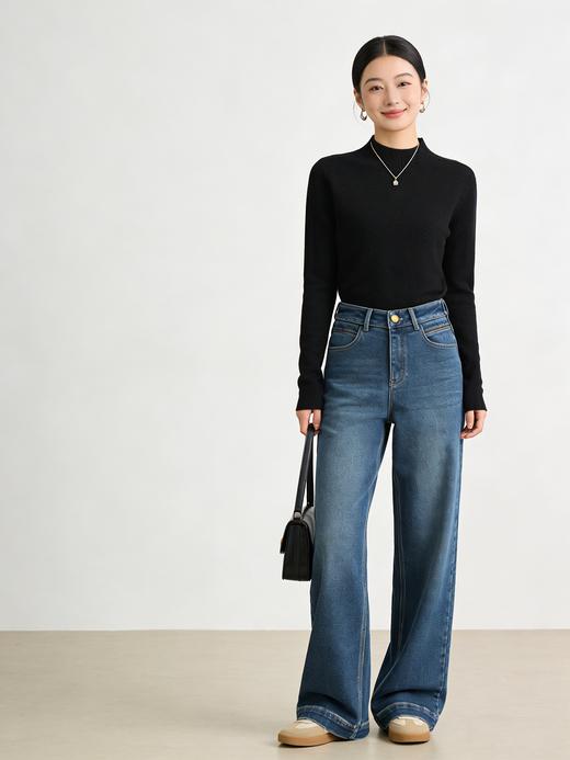 臣禾	【自在毛衫-半高领】侧边坑条100%绵羊毛针织衫	JZ254090475 商品图6