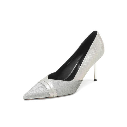 Westory2026年春季蛇皮拼马毛高跟尖头百搭通勤浅口单鞋W26AE50311 商品图7