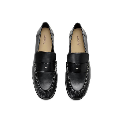 Westory2026年春季超软牛皮老钱风低跟极简四季乐福鞋休闲百搭深口单鞋W26AM50171 商品图11