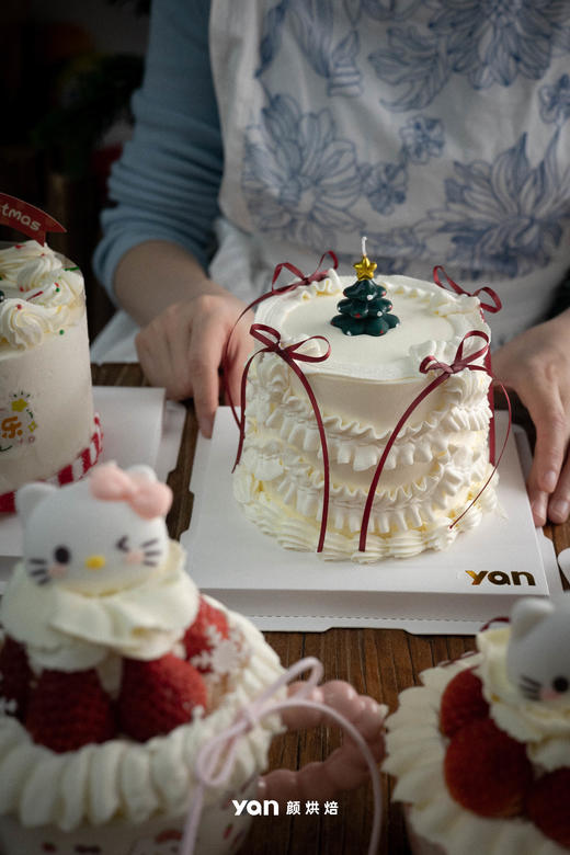 圣诞-白色花边圣诞蛋糕 商品图1