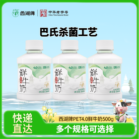 【快递直达】美丽健西湖牌PET4.0鲜牛奶500g