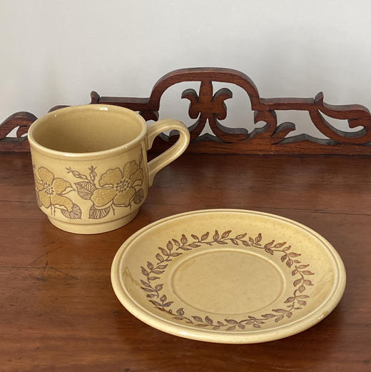 英国 Biltons loral 芥末黄杯碟2pcs 商品图3