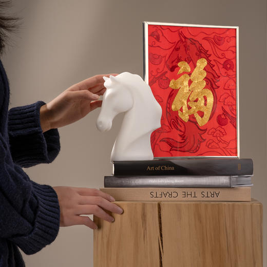 艷 湘绣 马上有福 曲阳石雕艺术摆件 马年限定 商品图4
