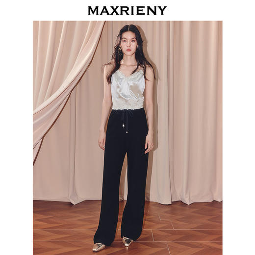 MAXRIENY法式复古直筒针织长裤25冬款通勤感穿搭高腰休闲阔腿裤女(货号:MF86TR508) 商品图1