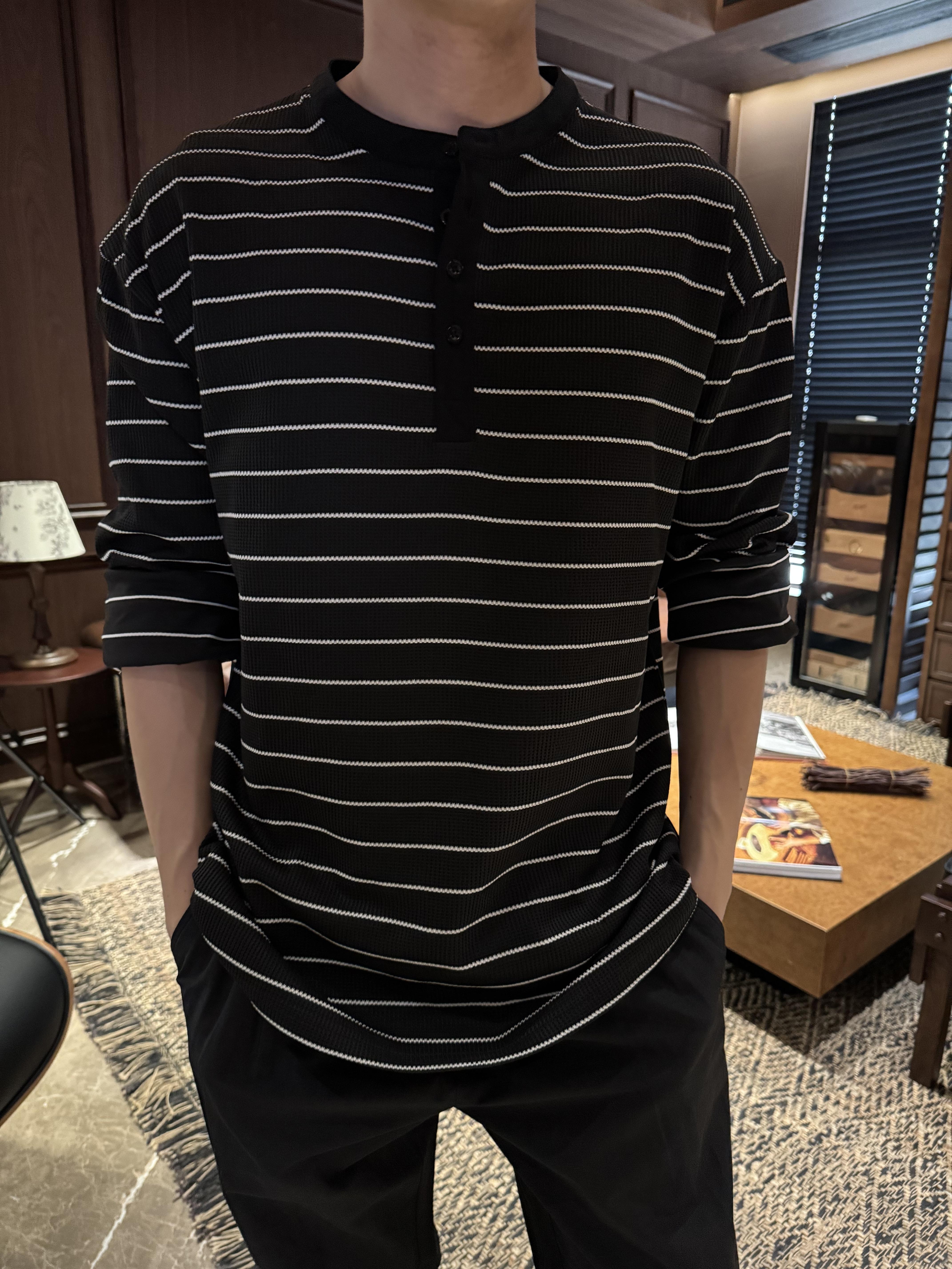 【精选臻品，不退不换】男士条纹长袖T恤-LL-G6019商品图2