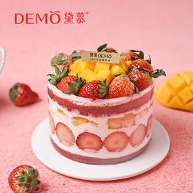 草莓芒芒·草莓芒果红丝绒蛋糕|Strawberry mango cream cake