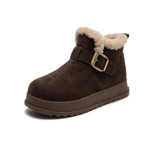 西村名物2025年冬季新款舒适圆通厚底防滑毛绒内里保暖毛毛鞋雪地靴T25DS40151 商品图10