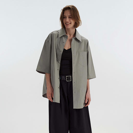 OkeeMood 24SS 宽松廓形短袖衬衫 商品图0