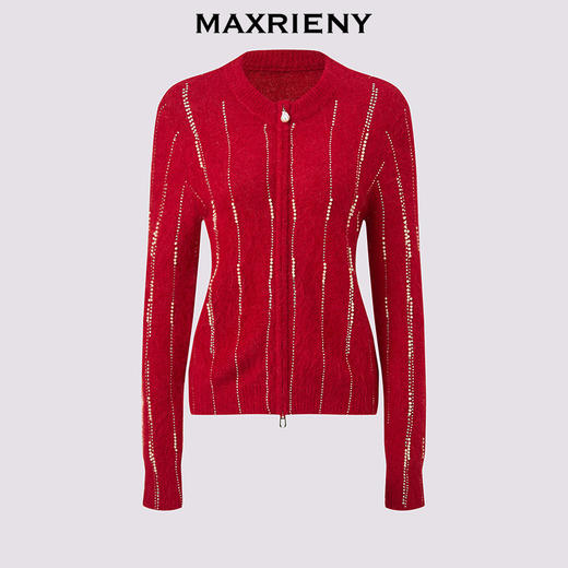 MAXRIENY精致浪漫感烫钻钉珠点缀外套温柔风女高级气质感秋冬款(货号:MF86JA752) 商品图4