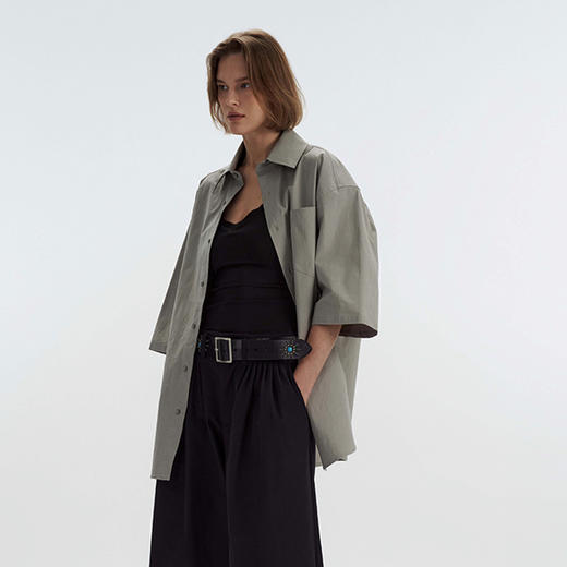 OkeeMood 24SS 宽松廓形短袖衬衫 商品图1