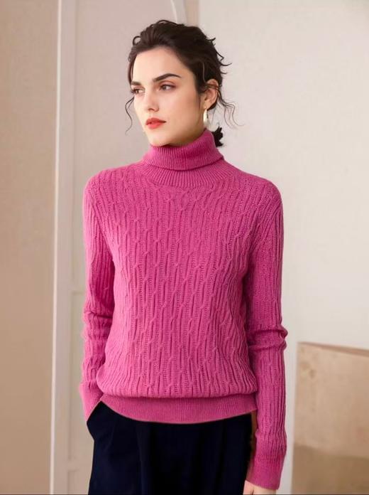 【韩系毛衣】高领可翻领～玫粉色系针织保暖毛衣-喜出 商品图1