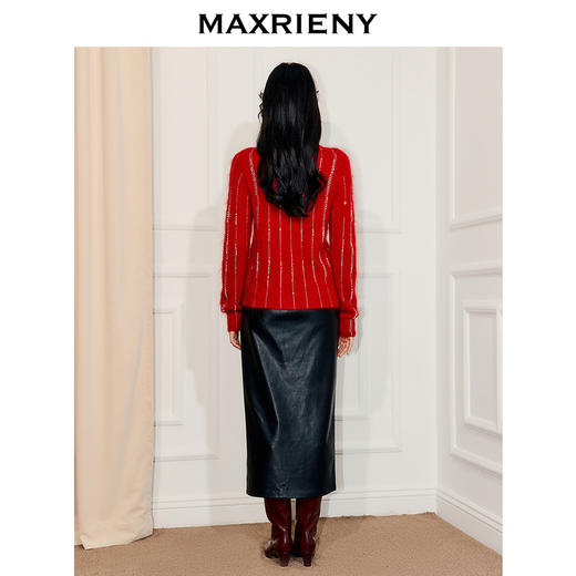 MAXRIENY精致浪漫感烫钻钉珠点缀外套温柔风女高级气质感秋冬款(货号:MF86JA752) 商品图3