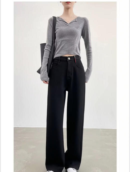 女王节抢购价-不支持退（清）【自营】🔥🔥【2025爆款牛仔】超软超弹水貂绒～3102高级黑加绒加厚软料牛仔直筒裤阔腿裤-喜出 商品图2