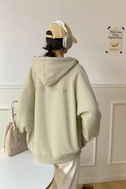 🔥🔥加绒厚款【内里颗粒绒】宽松大版（后背刺绣）连帽休闲卫衣拉链外套-喜出 商品图1