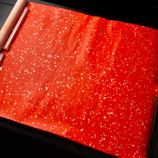 70年代朱磦色洒金蜡笺（一卷7张） 商品图2