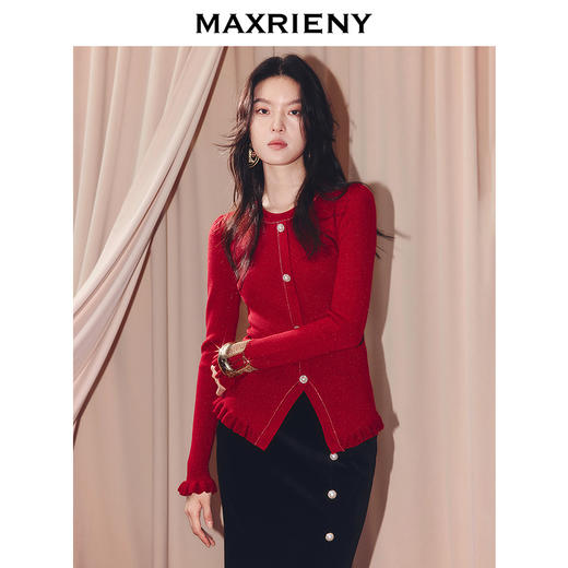 玛克门店发货：MAXRIENY复古宫廷穿搭亮皮扣套头毛针织衫(货号:MF86SW504) 商品图2