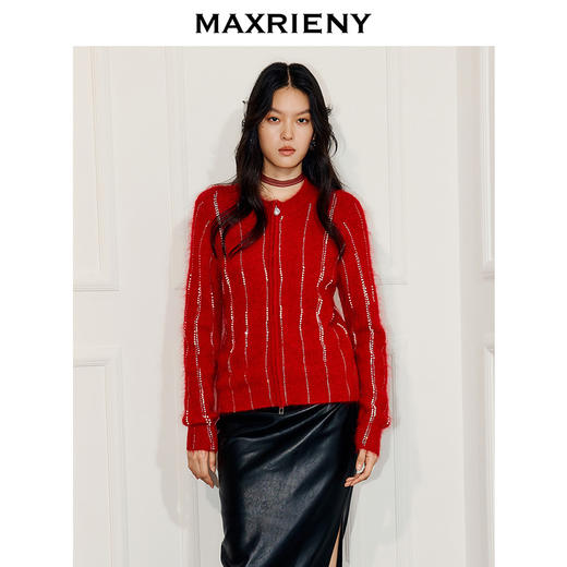 MAXRIENY精致浪漫感烫钻钉珠点缀外套温柔风女高级气质感秋冬款(货号:MF86JA752) 商品图1