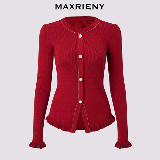 玛克门店发货：MAXRIENY复古宫廷穿搭亮皮扣套头毛针织衫(货号:MF86SW504) 商品图4