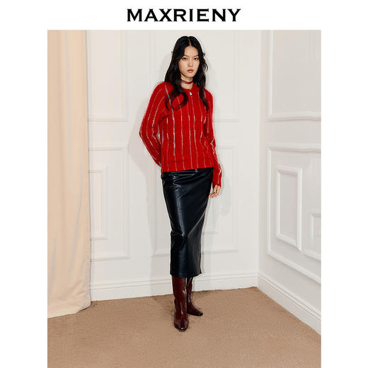 MAXRIENY精致浪漫感烫钻钉珠点缀外套温柔风女高级气质感秋冬款(货号:MF86JA752) 商品图0