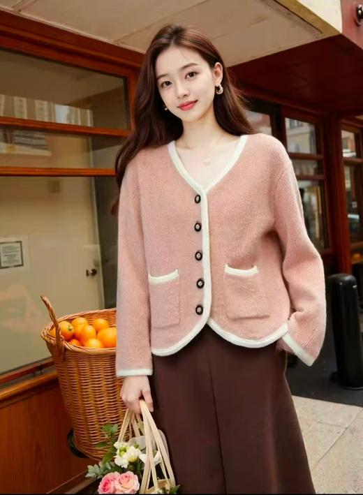 【韩系毛衣】（有瑕疵）毛圈～拼色小毛圈开衫毛衣-喜出 商品图0