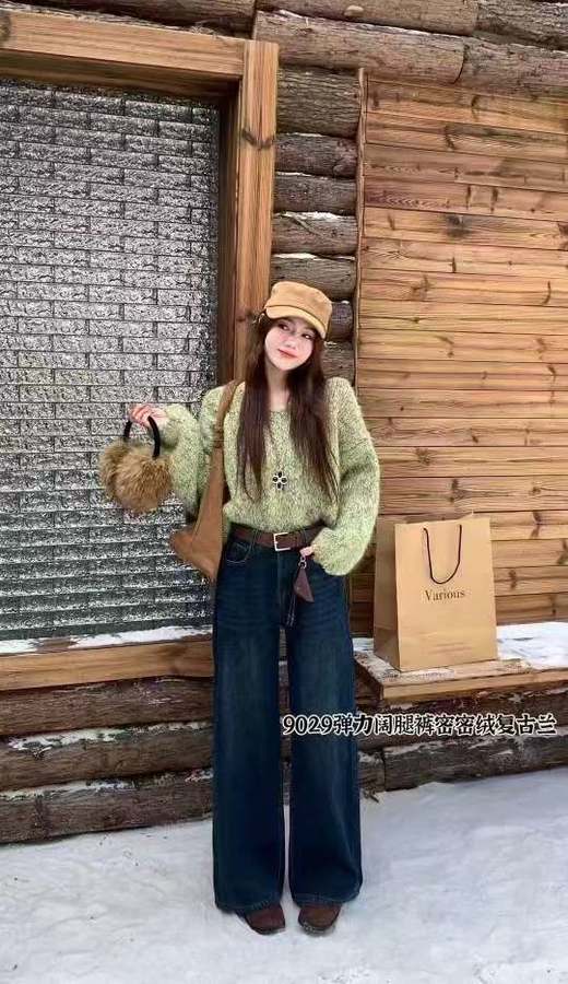 女王节抢购价-不支持退（清）【自营】🔥🔥【2025爆款牛仔】密密绒加绒加厚～9029冬季保暖简约百搭牛仔直筒裤-喜出 商品图2