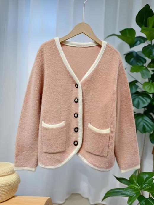 【韩系毛衣】（有瑕疵）毛圈～拼色小毛圈开衫毛衣-喜出 商品图1