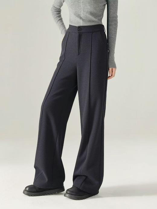 12.12【清仓】（拉链 坏了）79018羊毛醋酸烟灰直筒裤-喜出 商品图0