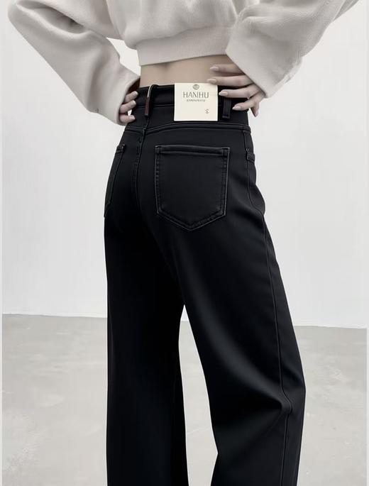 女王节抢购价-不支持退（清）【自营】🔥🔥【2025爆款牛仔】超软超弹水貂绒～3102高级黑加绒加厚软料牛仔直筒裤阔腿裤-喜出 商品图3